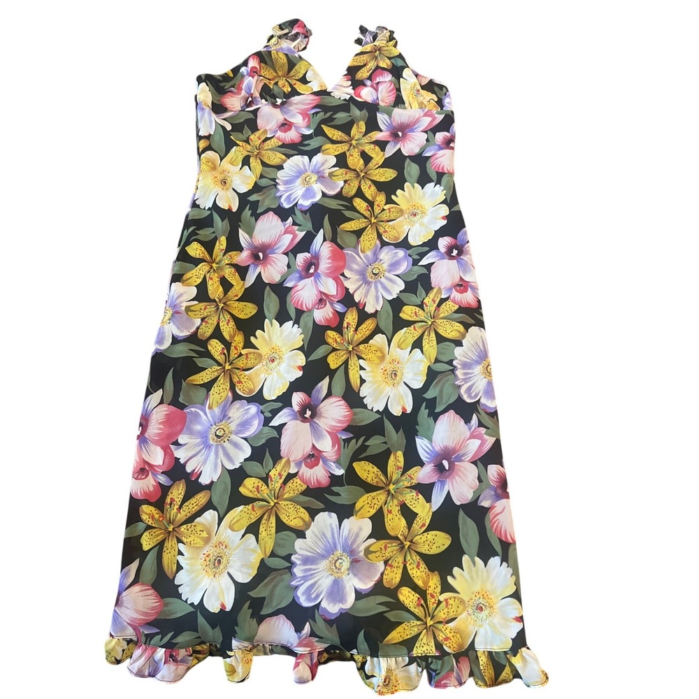 A Wild‎ Thyme Floral Print  Midi Dress Women's Size 12 Ruffle Hem